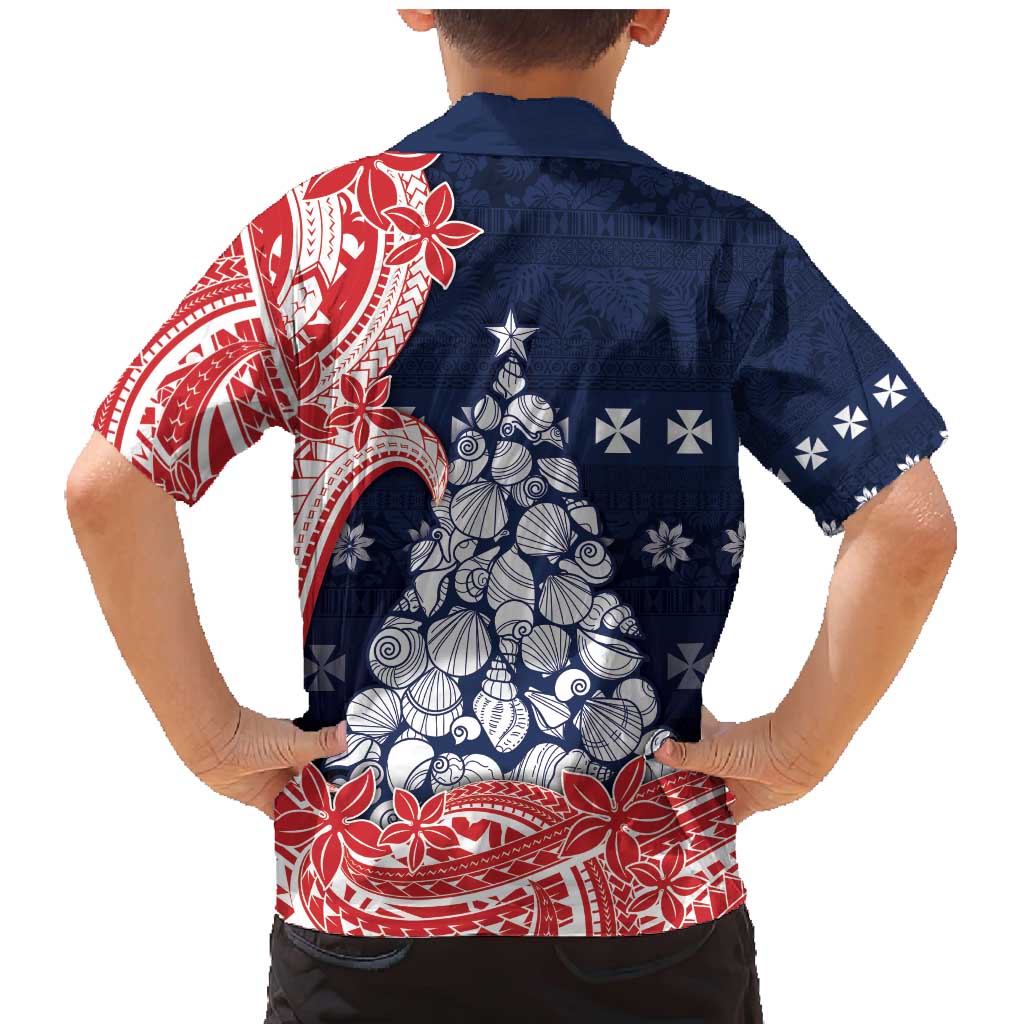 Wallis And Futuna Christmas Family Matching Mermaid Dress and Hawaiian Shirt Seashell Xmas Tree Tribal Waves - Polynesian Pride