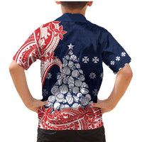 Wallis And Futuna Christmas Family Matching Mermaid Dress and Hawaiian Shirt Seashell Xmas Tree Tribal Waves - Polynesian Pride