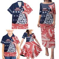 Wallis And Futuna Christmas Family Matching Puletasi and Hawaiian Shirt Seashell Xmas Tree Tribal Waves - Polynesian Pride