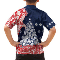 Wallis And Futuna Christmas Family Matching Summer Maxi Dress and Hawaiian Shirt Seashell Xmas Tree Tribal Waves - Polynesian Pride