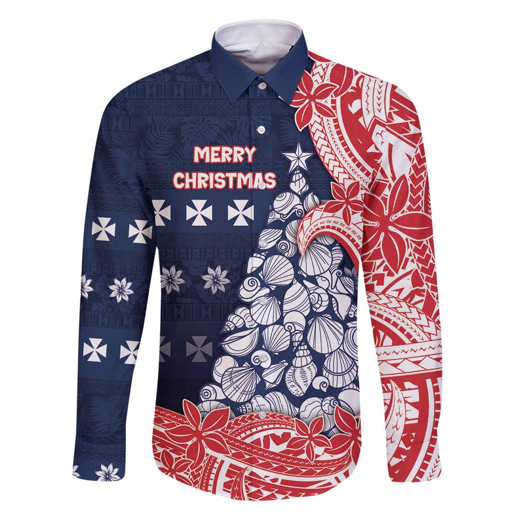 Wallis And Futuna Christmas Family Matching Tank Maxi Dress and Hawaiian Shirt Seashell Xmas Tree Tribal Waves - Polynesian Pride