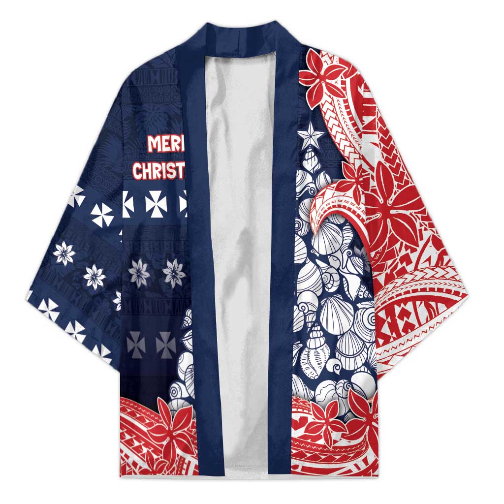 Wallis And Futuna Christmas Kimono Seashell Xmas Tree Tribal Waves - Polynesian Pride