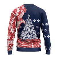 Wallis And Futuna Christmas Ugly Christmas Sweater Seashell Xmas Tree Tribal Waves - Polynesian Pride