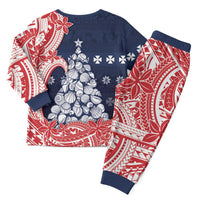 Wallis And Futuna Christmas Pajama Set Seashell Xmas Tree Tribal Waves - Polynesian Pride
