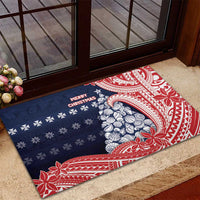 Wallis And Futuna Christmas Rubber Doormat Seashell Xmas Tree Tribal Waves - Polynesian Pride