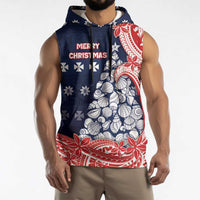Wallis And Futuna Christmas Sleeveless Hoodie Seashell Xmas Tree Tribal Waves - Polynesian Pride