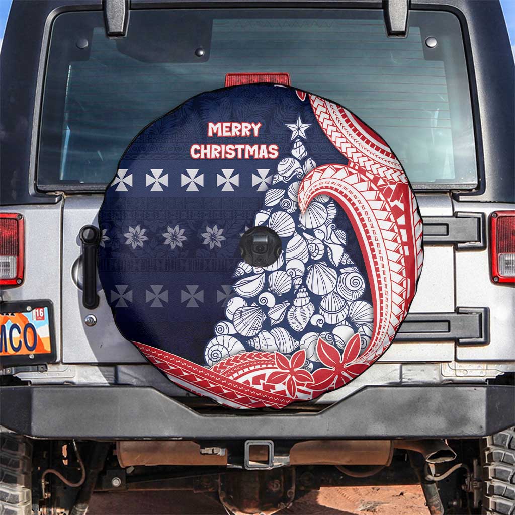 Wallis And Futuna Christmas Spare Tire Cover Seashell Xmas Tree Tribal Waves - Polynesian Pride