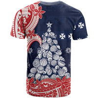 Wallis And Futuna Christmas T Shirt Seashell Xmas Tree Tribal Waves - Polynesian Pride