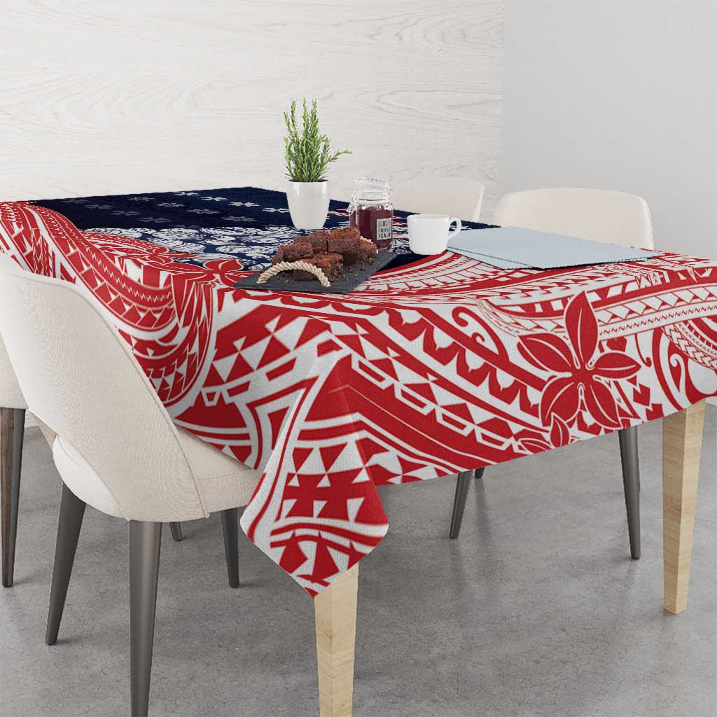 Wallis And Futuna Christmas Tablecloth Seashell Xmas Tree Tribal Waves - Polynesian Pride