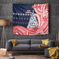 Wallis And Futuna Christmas Tapestry Seashell Xmas Tree Tribal Waves - Polynesian Pride