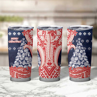 Wallis And Futuna Christmas Tumbler Cup Seashell Xmas Tree Tribal Waves - Polynesian Pride