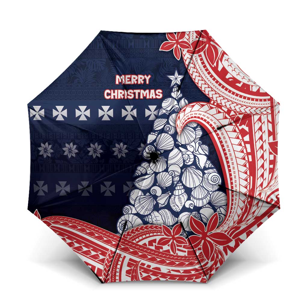Wallis And Futuna Christmas Umbrella Seashell Xmas Tree Tribal Waves - Polynesian Pride
