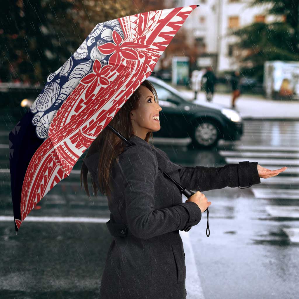 Wallis And Futuna Christmas Umbrella Seashell Xmas Tree Tribal Waves - Polynesian Pride
