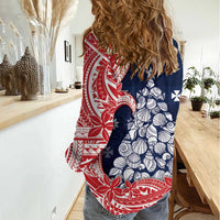 Wallis And Futuna Christmas Women Casual Shirt Seashell Xmas Tree Tribal Waves - Polynesian Pride