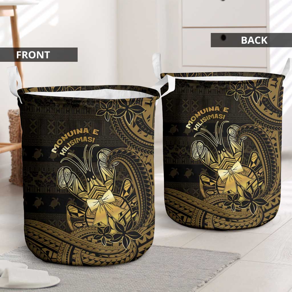 Niue Christmas Laundry Basket Niuean Crab Xmas Tribal Waves - Polynesian Pride