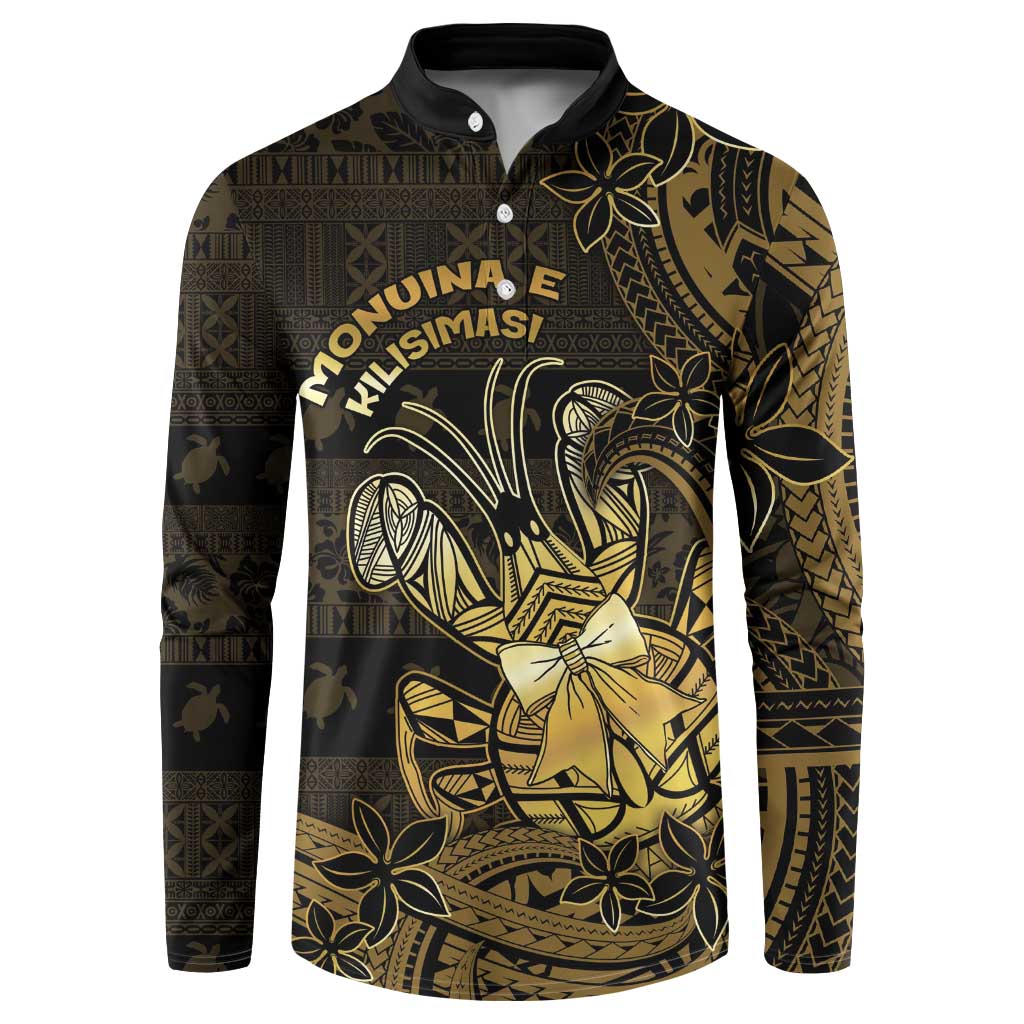 Niue Christmas Button Sweatshirt Niuean Crab Xmas Tribal Waves - Polynesian Pride