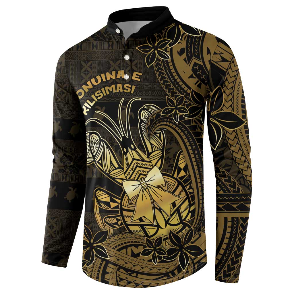 Niue Christmas Button Sweatshirt Niuean Crab Xmas Tribal Waves - Polynesian Pride