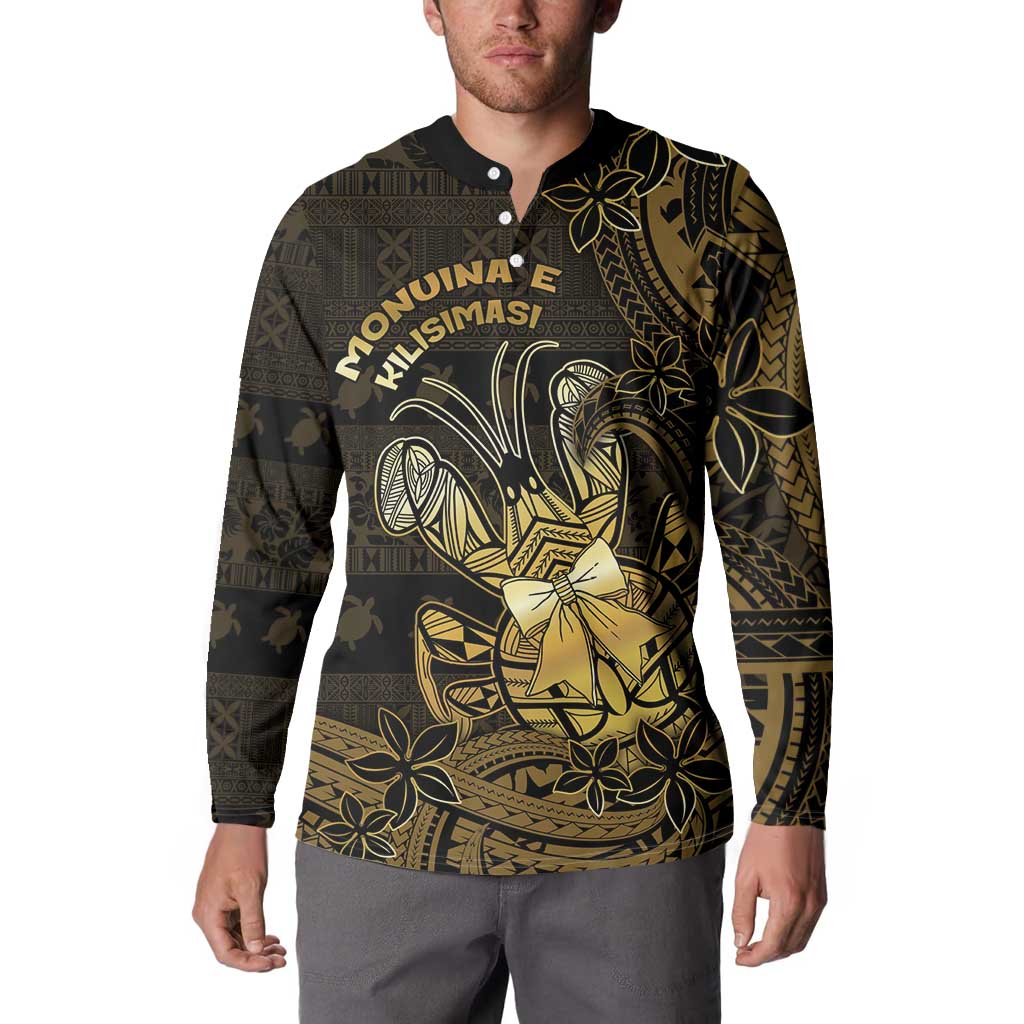 Niue Christmas Button Sweatshirt Niuean Crab Xmas Tribal Waves - Polynesian Pride