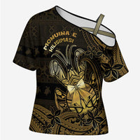 Niue Christmas Cross Shoulder Shirt Niuean Crab Xmas Tribal Waves - Polynesian Pride