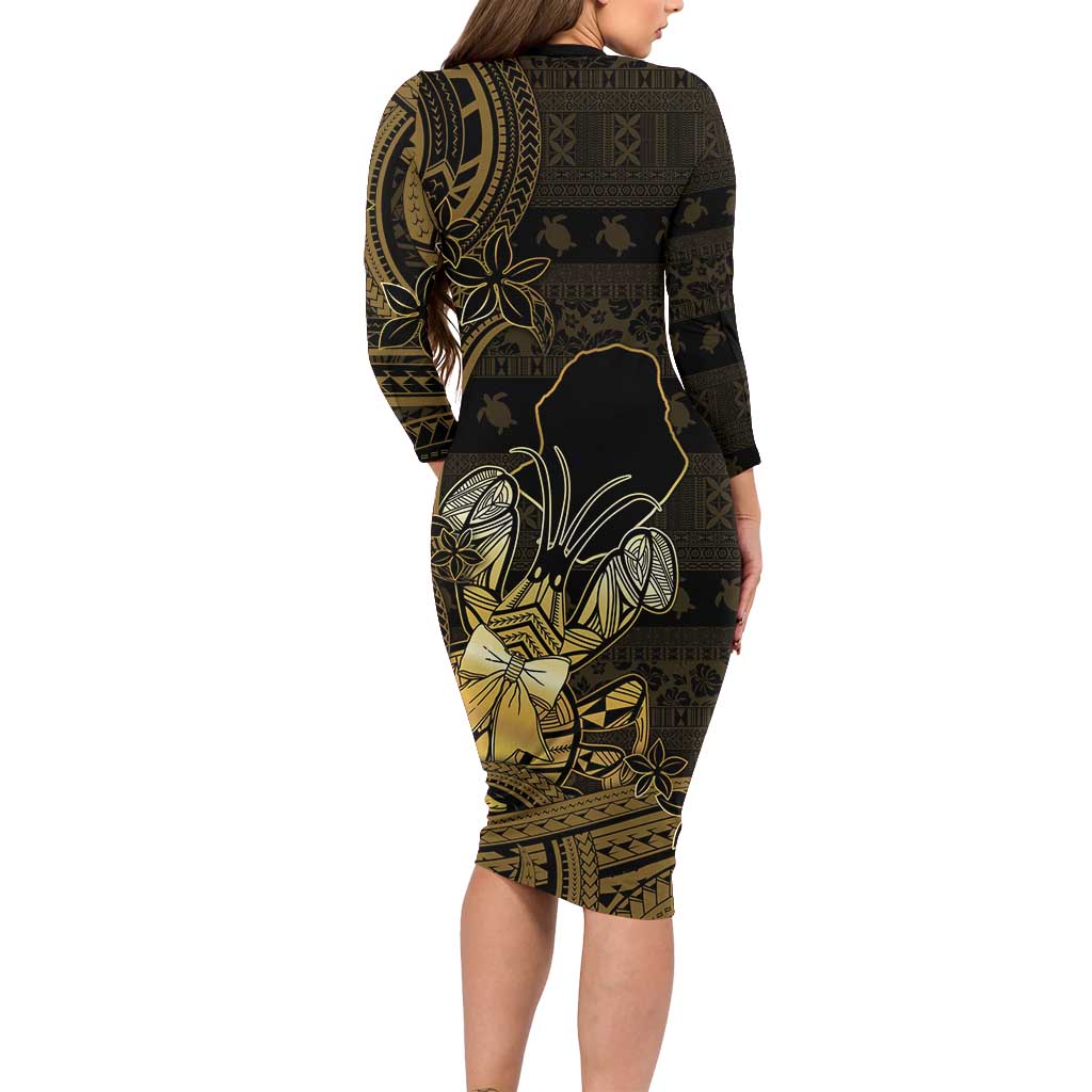 Niue Christmas Family Matching Long Sleeve Bodycon Dress and Hawaiian Shirt Niuean Crab Xmas Tribal Waves - Polynesian Pride