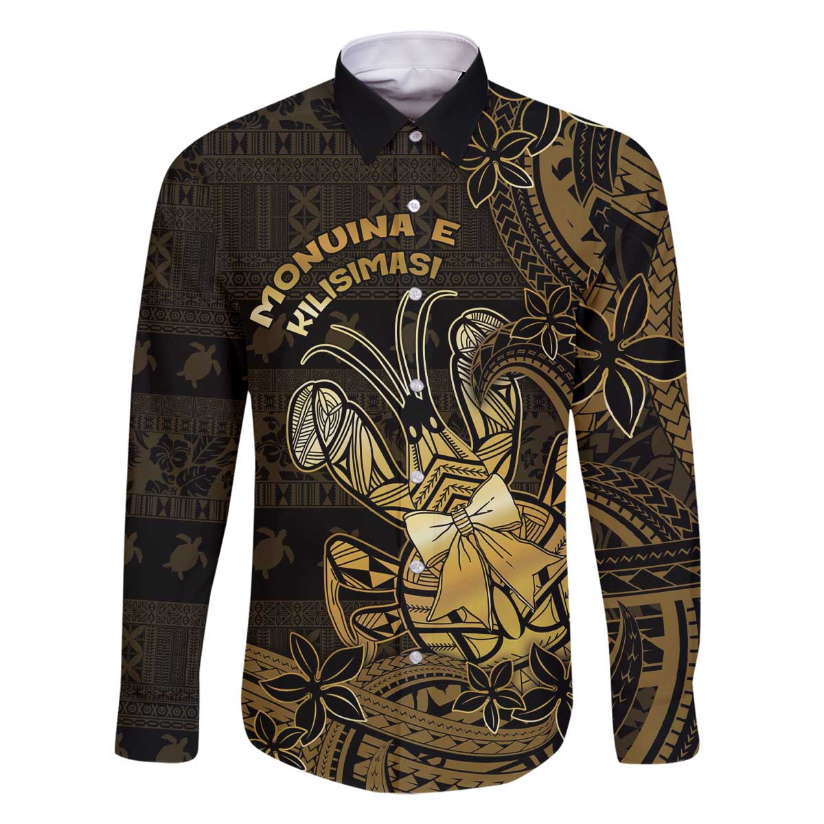 Niue Christmas Family Matching Off The Shoulder Long Sleeve Dress and Hawaiian Shirt Niuean Crab Xmas Tribal Waves - Polynesian Pride