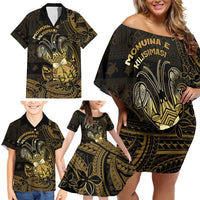 Niue Christmas Family Matching Off Shoulder Short Dress and Hawaiian Shirt Niuean Crab Xmas Tribal Waves - Polynesian Pride