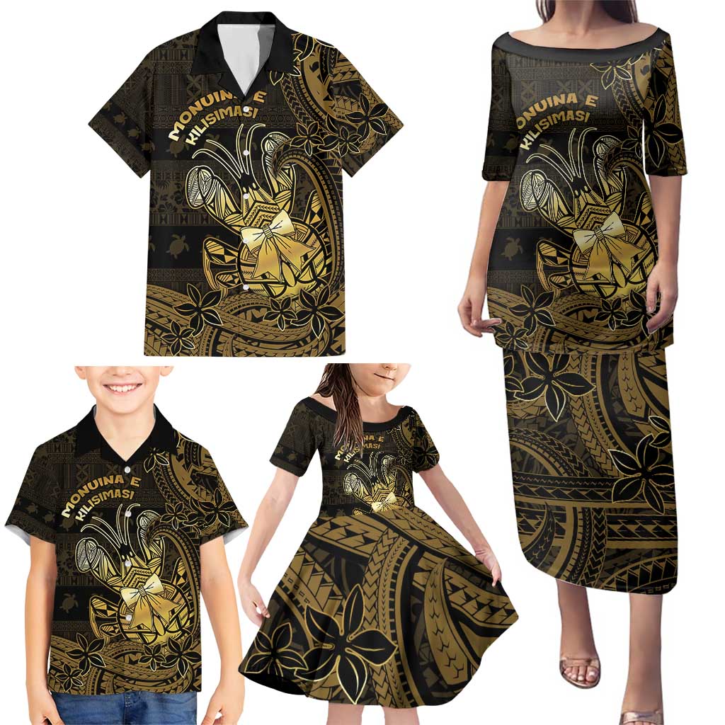 Niue Christmas Family Matching Puletasi and Hawaiian Shirt Niuean Crab Xmas Tribal Waves - Polynesian Pride
