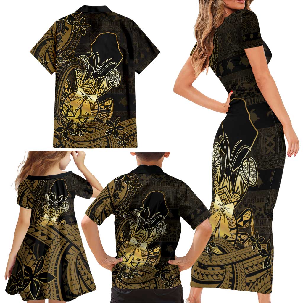 Niue Christmas Family Matching Short Sleeve Bodycon Dress and Hawaiian Shirt Niuean Crab Xmas Tribal Waves - Polynesian Pride