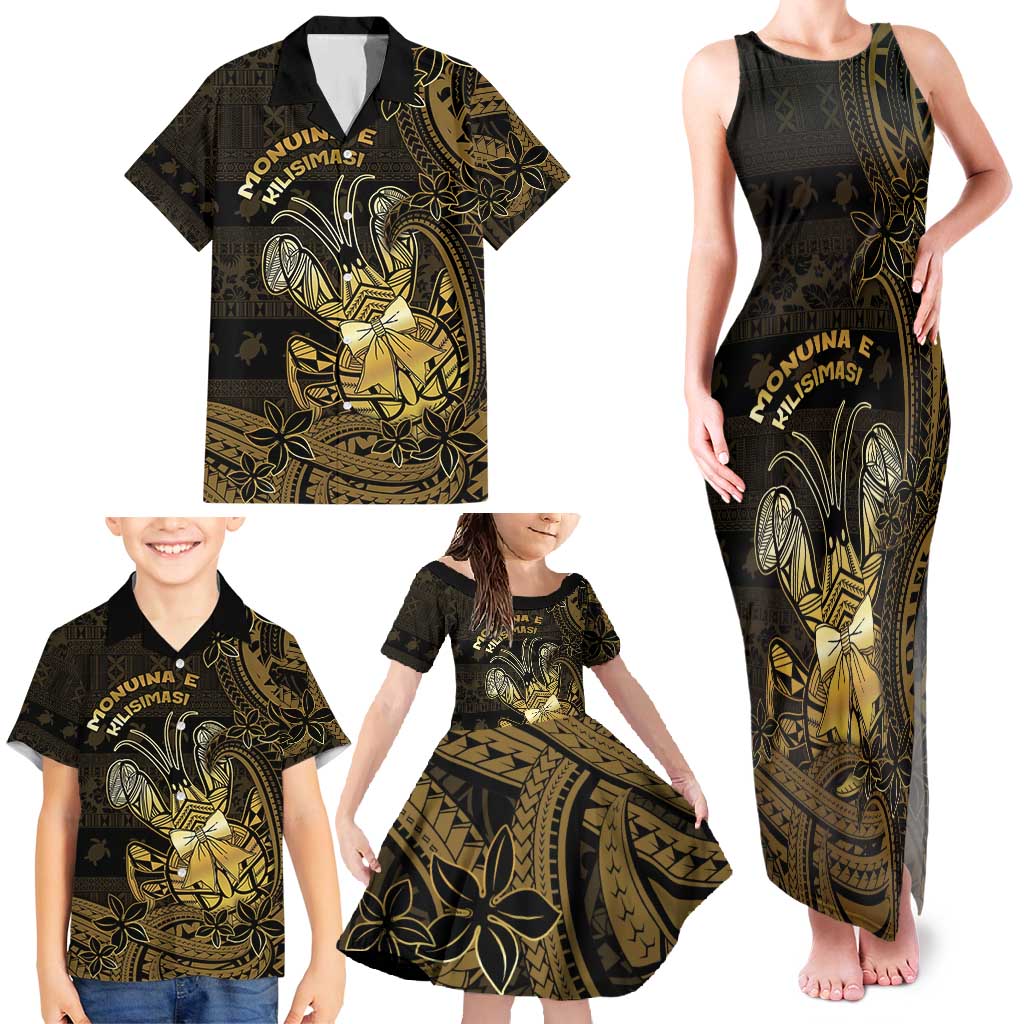 Niue Christmas Family Matching Tank Maxi Dress and Hawaiian Shirt Niuean Crab Xmas Tribal Waves - Polynesian Pride