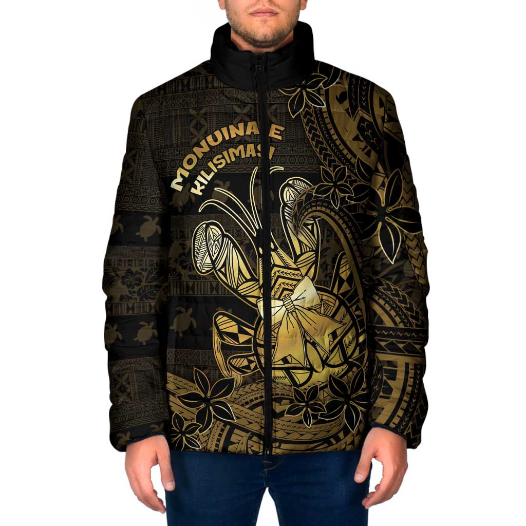 Niue Christmas Padded Jacket Niuean Crab Xmas Tribal Waves - Polynesian Pride