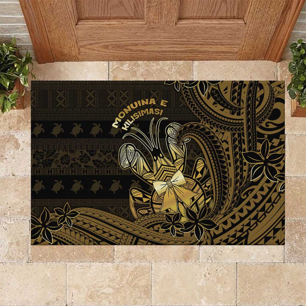 Niue Christmas Rubber Doormat Niuean Crab Xmas Tribal Waves - Polynesian Pride