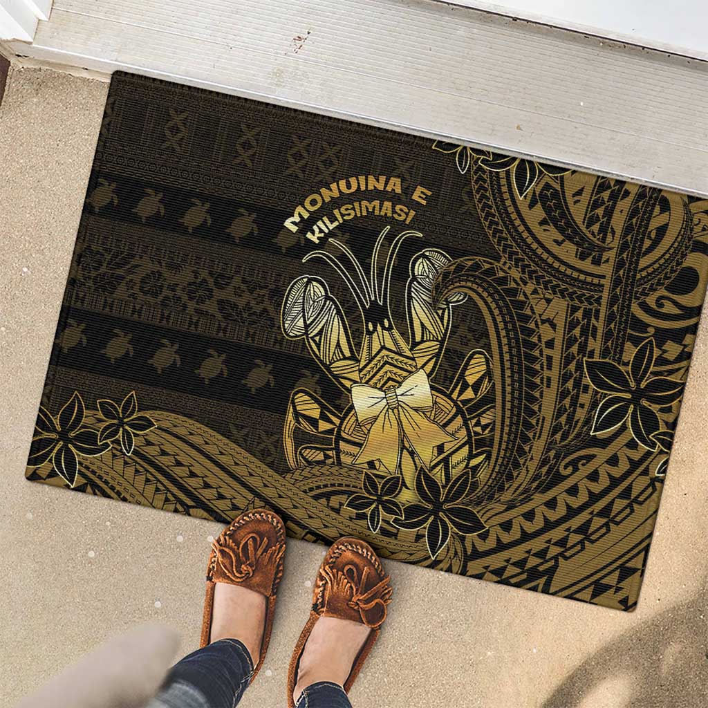 Niue Christmas Rubber Doormat Niuean Crab Xmas Tribal Waves - Polynesian Pride