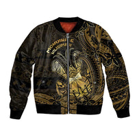 Niue Christmas Sleeve Zip Bomber Jacket Niuean Crab Xmas Tribal Waves - Polynesian Pride
