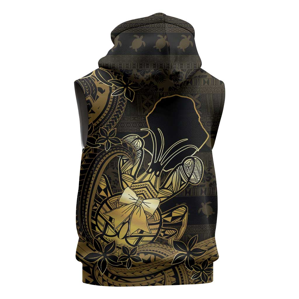 Niue Christmas Sleeveless Zip Hoodie Niuean Crab Xmas Tribal Waves - Polynesian Pride