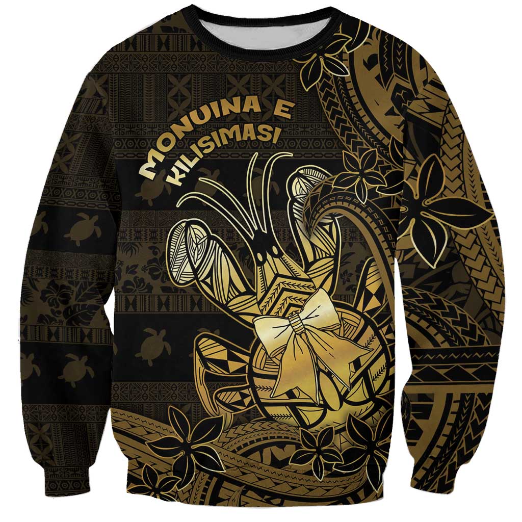 Niue Christmas Sweatshirt Niuean Crab Xmas Tribal Waves - Polynesian Pride