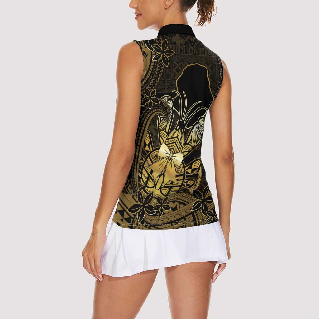 Niue Christmas Women Sleeveless Polo Shirt Niuean Crab Xmas Tribal Waves - Polynesian Pride