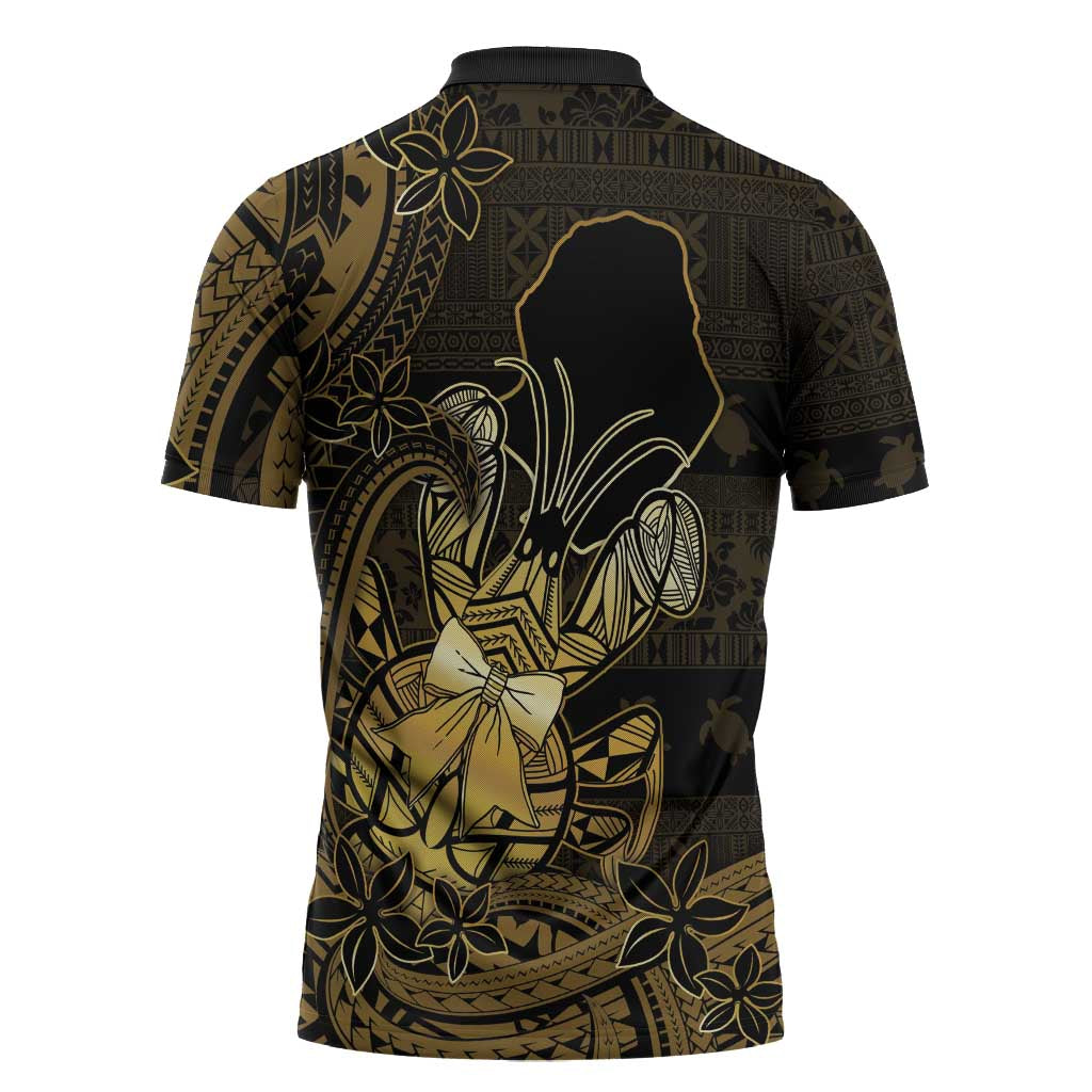 Niue Christmas Zipper Polo Shirt Niuean Crab Xmas Tribal Waves - Polynesian Pride