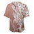 Hawaii Puakenikeni And Maile Lei Baseball Jersey Brown Polynesian Shark Tattoo DT05