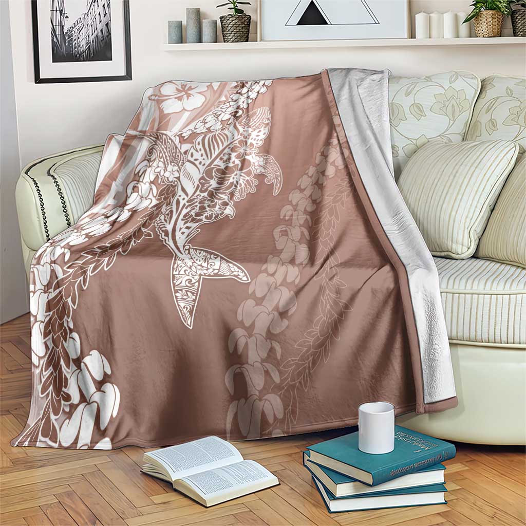 Hawaii Puakenikeni And Maile Lei Blanket Brown Polynesian Shark Tattoo DT05