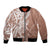 Hawaii Puakenikeni And Maile Lei Bomber Jacket Brown Polynesian Shark Tattoo DT05