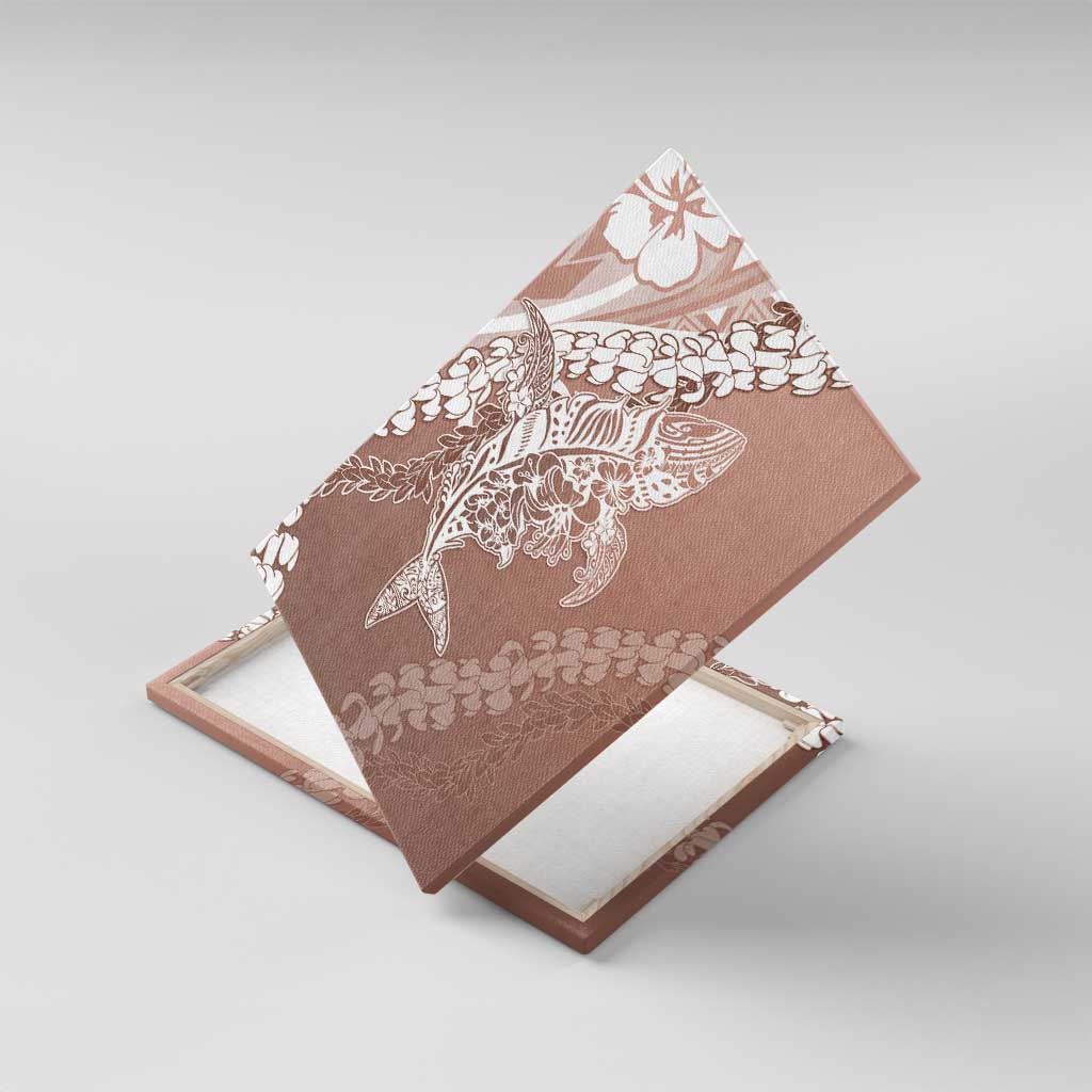 Hawaii Puakenikeni And Maile Lei Canvas Wall Art Brown Polynesian Shark Tattoo DT05