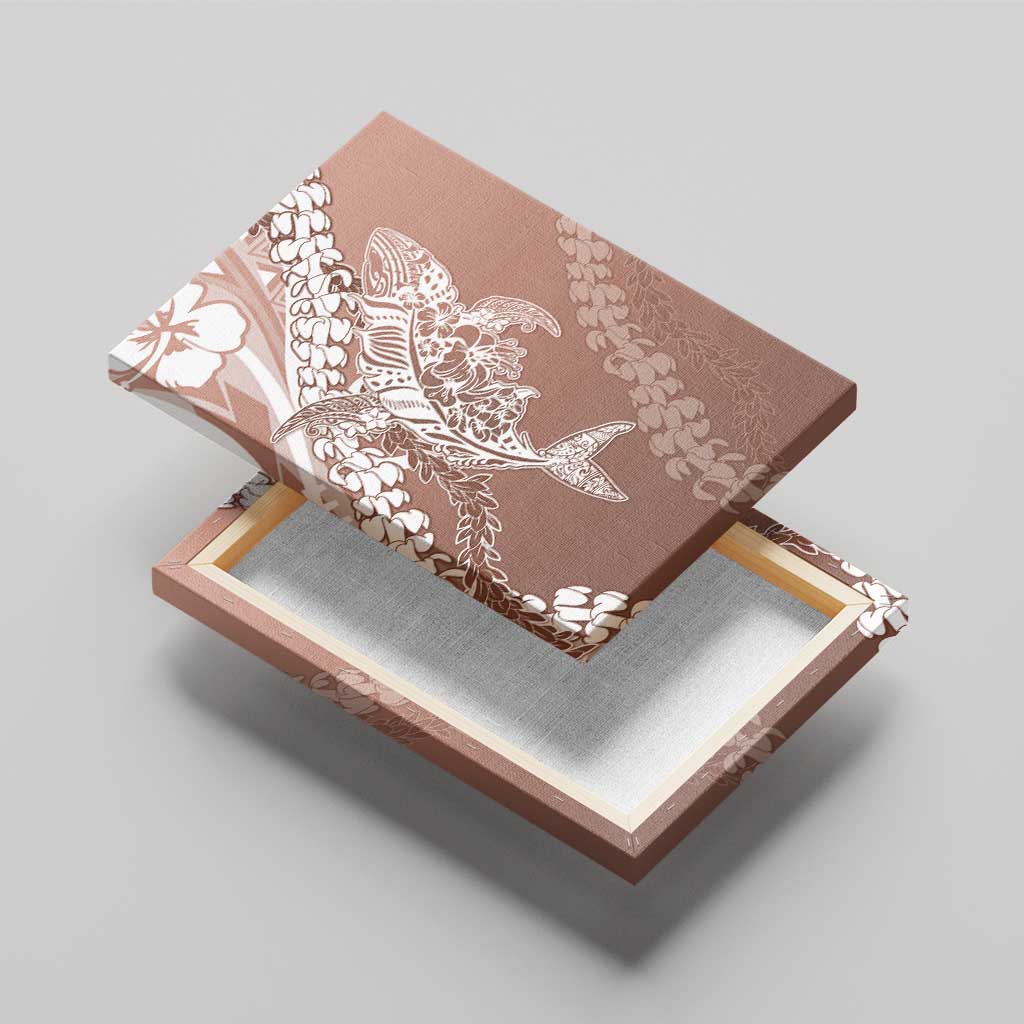 Hawaii Puakenikeni And Maile Lei Canvas Wall Art Brown Polynesian Shark Tattoo DT05