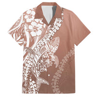 Hawaii Puakenikeni And Maile Lei Family Matching Long Sleeve Bodycon Dress and Hawaiian Shirt Brown Polynesian Shark Tattoo DT05 Dad's Shirt - Short Sleeve Brown - Polynesian Pride
