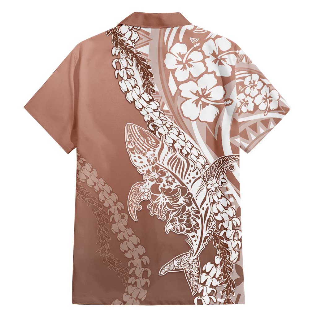 Hawaii Puakenikeni And Maile Lei Family Matching Puletasi and Hawaiian Shirt Brown Polynesian Shark Tattoo DT05 - Polynesian Pride