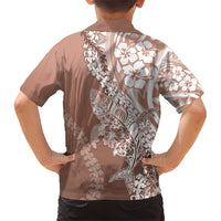 Hawaii Puakenikeni And Maile Lei Family Matching Short Sleeve Bodycon Dress and Hawaiian Shirt Brown Polynesian Shark Tattoo DT05 - Polynesian Pride