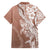 Hawaii Puakenikeni And Maile Lei Family Matching Short Sleeve Bodycon Dress and Hawaiian Shirt Brown Polynesian Shark Tattoo DT05