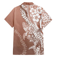Hawaii Puakenikeni And Maile Lei Family Matching Summer Maxi Dress and Hawaiian Shirt Brown Polynesian Shark Tattoo DT05 - Polynesian Pride