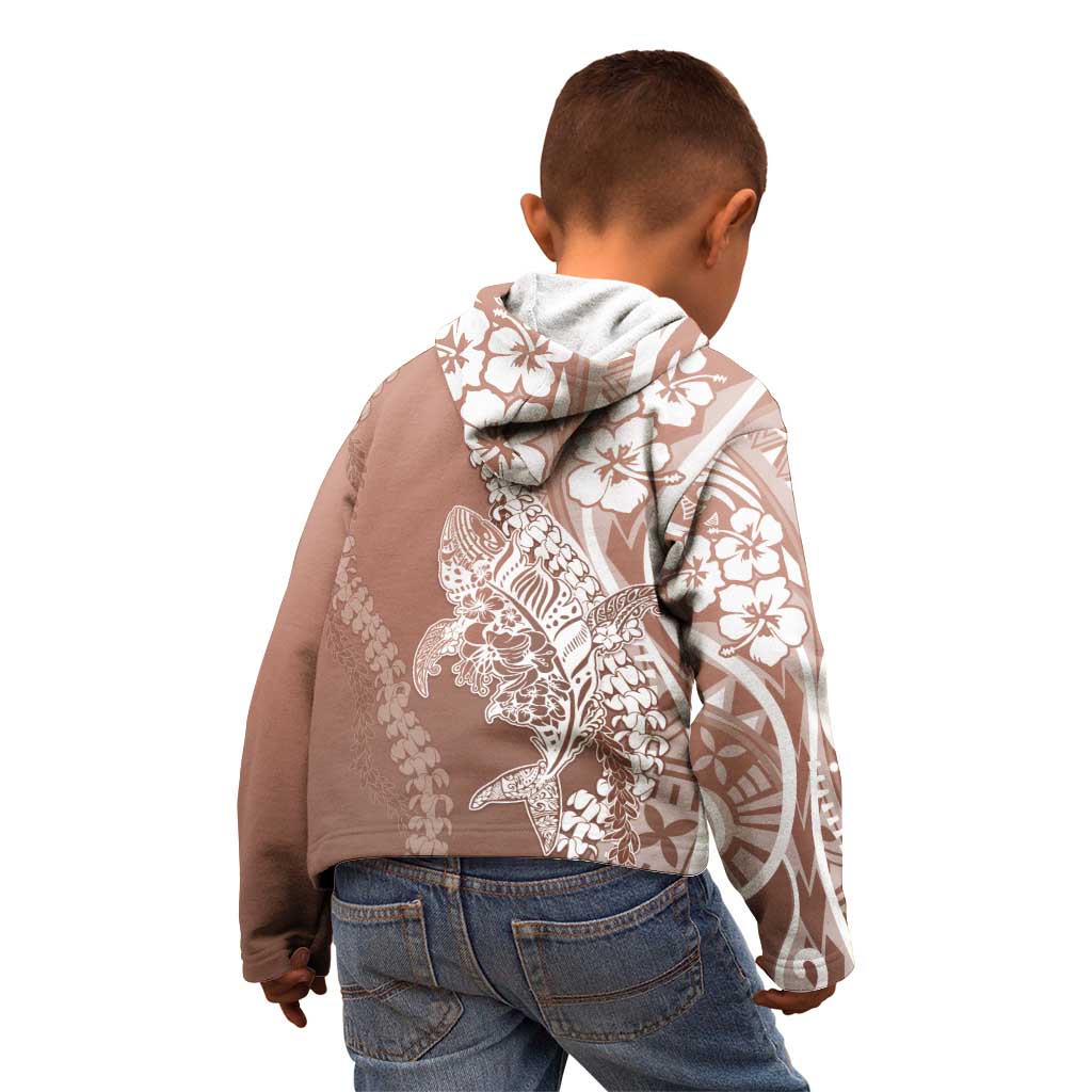 Hawaii Puakenikeni And Maile Lei Kid Hoodie Brown Polynesian Shark Tattoo DT05