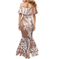 Hawaii Puakenikeni And Maile Lei Mermaid Dress Brown Polynesian Shark Tattoo DT05 - Polynesian Pride