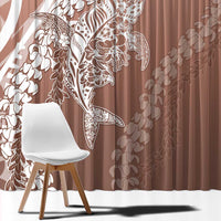 Hawaii Puakenikeni And Maile Lei Window Curtain Brown Polynesian Shark Tattoo DT05